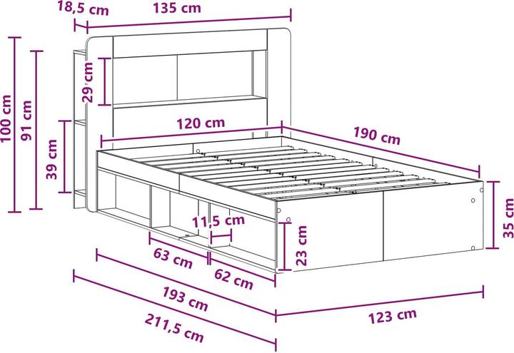 Image du produit vidaXL Bettrahmen (120 x 190 cm)