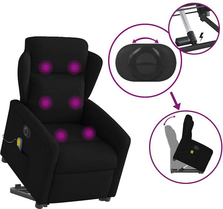 Immagine prodotto VidaXL Poltrona massaggiante elettrica con ausilio per la risalita, tessuto nero