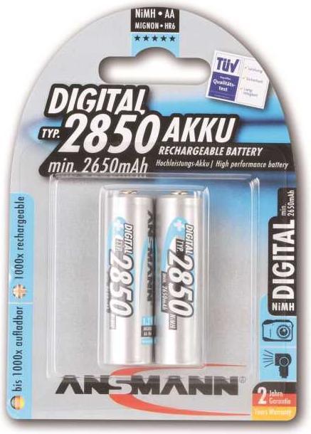 Produktbild Ansmann NiMH-Akku Typ 2850 Mignon 2650mAh Digital 2er Blister (2 Stk., AA, 2650 mAh)
