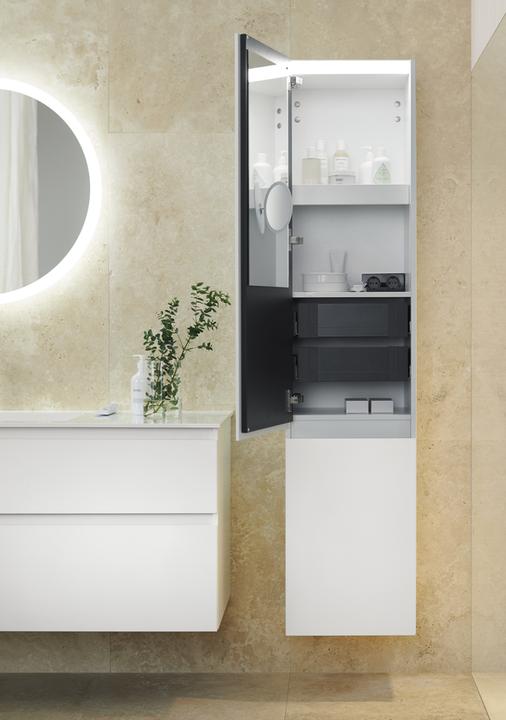 Immagine prodotto burgbad Lavabo in fusione minerale Lin20 colore bianco lucido a filo a sinistra con mobiletto 2 cass