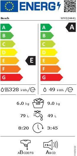 Energie-Label Bosch Hausgeräte WNG24441 (EU-Stecker)