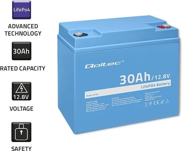 Produktbild Qoltec Versorgungsbatterie (12.80 V, 30 Ah)
