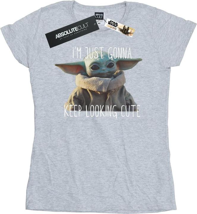 Actual product image Star Wars Womens/Ladies The Mandalorian Keep Looking Cute Cotton T-Shirt (L)