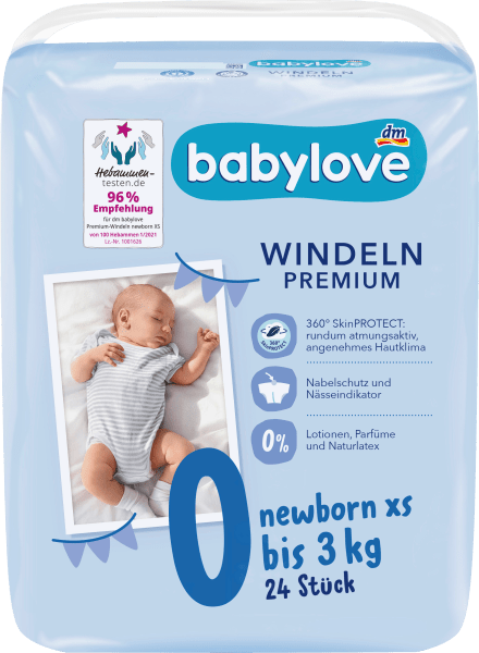 Immagine prodotto dm babylove Premium-Windeln (Dimensione 0, Pacco trasportabile, 24 Pezzo/i)