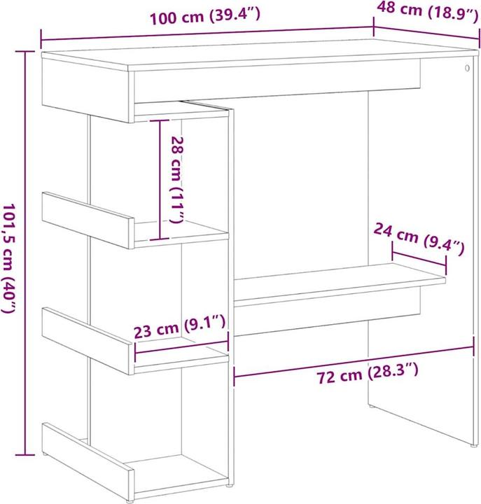 Produktbild vidaXL Bartisch (100 x 48 x 101.50 cm)