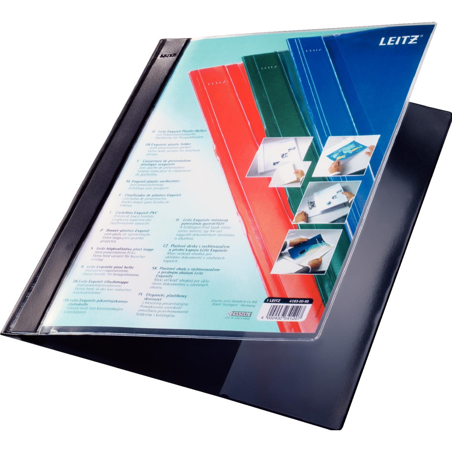 Thumbnail - 10x Leitz, Mappe, Schnellhefter Exquisit mit Präsentationstasche,schwarz DIN A4 Überbreite, PVC-Hartfolie, Vorde (A4, 1 ...