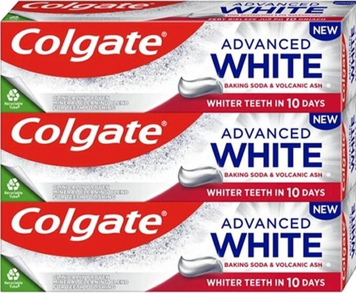 Produktbild Colgate Advanced White Baking Soda & Volcanic Ash Trio Whitening Toothpaste - 3 X 75 Ml