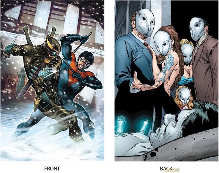Actual product image McFarlane DC Multiverse action figures 3-pack Nightwing vs. Talon & Owl (Batman: The Court of Owls) (Gold Lab
