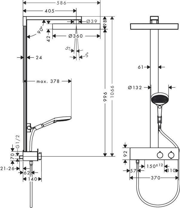 Actual product image hansgrohe Rainfinity shower system 360, 1 spray type, ShowerTablet 350, 26853
