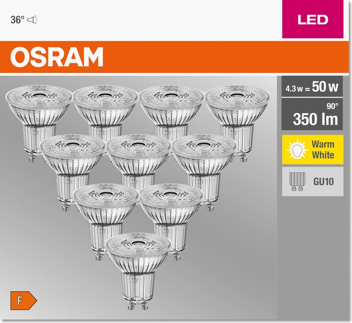 Produktbild Osram Led Base Par16 (GU10, 4.30 W, 350 lm, 10 x, F)