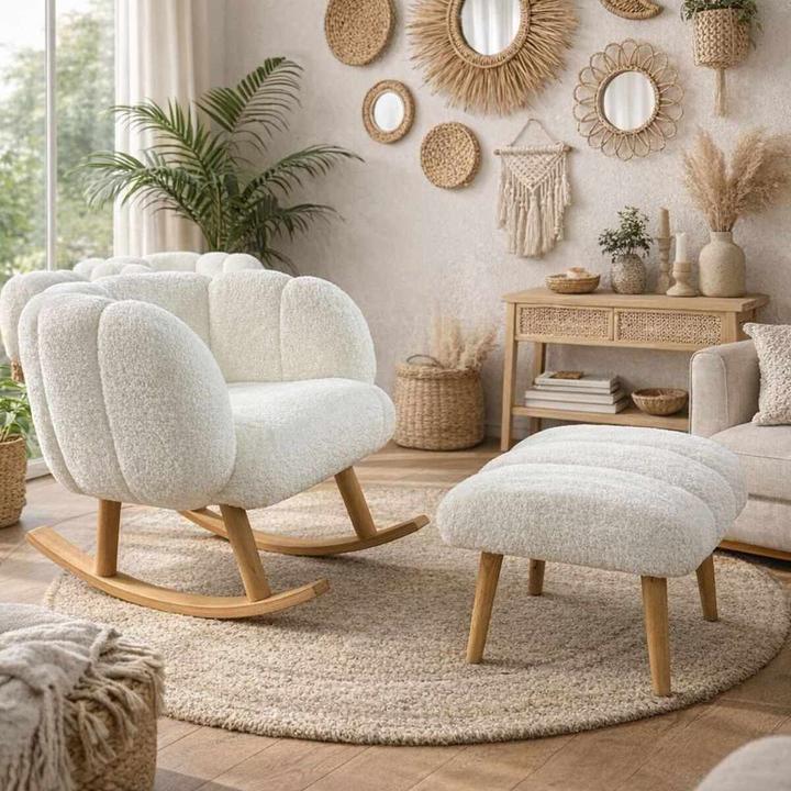 Produktbild Atelier del Sofa Lotus Wing Chair & Pouffe Set (2 Pieces)