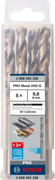 Immagine prodotto Bosch Professional Zubehör Trapano PRO Metal HSS-G, 9,8 x 87 x 133 mm (9,8 mm)