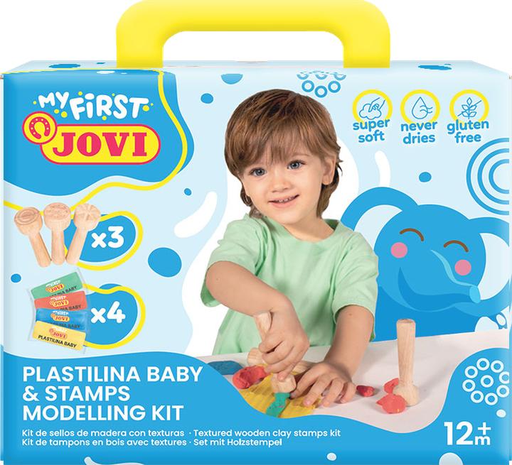 Immagine prodotto Jovi Plastilina Baby My First, Case with 4 bars modeling clay and 3 different wooden stamps