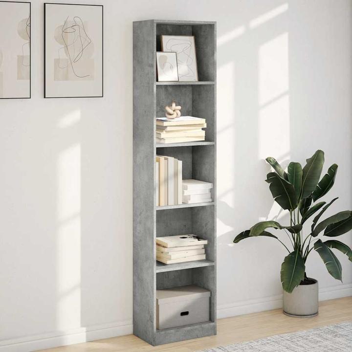 Produktbild vidaXL Bücherregal Regal Standregal Büroregal Aufbewahrungsregal Betongrau (40 x 24 x 176 cm)