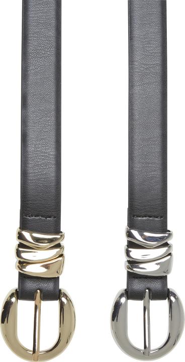 Produktbild Urban Classics Chunky Multiple Loop Synthetic Leather Belt 2-Pack black/gold+black/silver S/M (M, S)