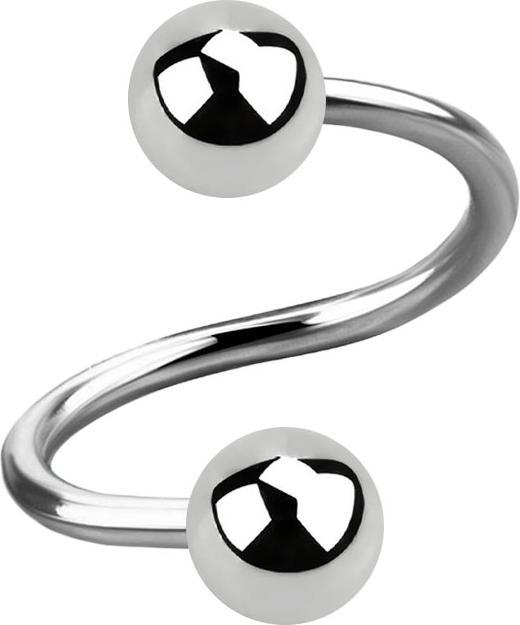 Immagine prodotto Star Piercing Micro spirale d'argento con due sfere (senza ottone, Acciaio chirurgico 316L)
