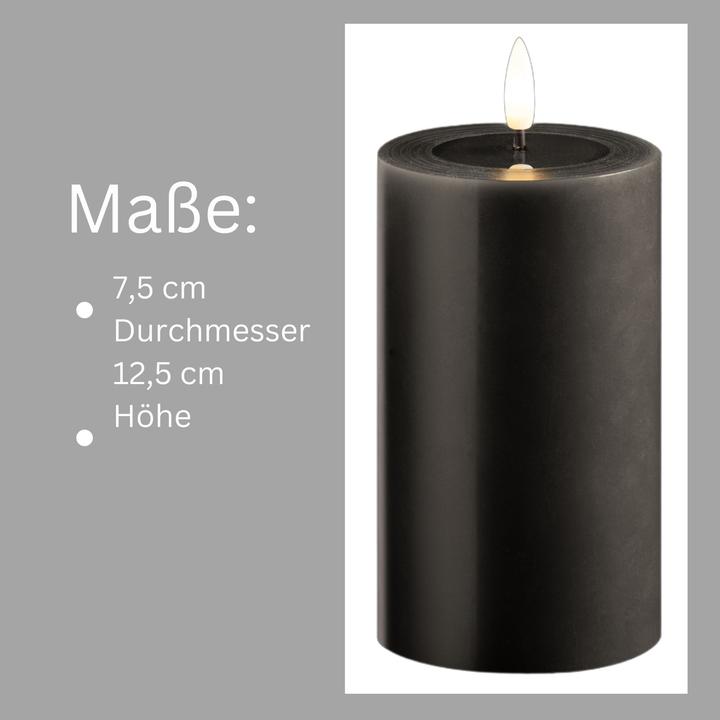 Produktbild Novaliv 4er Set Led Kerzen flackernde Flamme mit Echtwachspiegel grau 7,5cm ø 2x 15 cm, 2x12,5 cm Höhe, LED (4x)