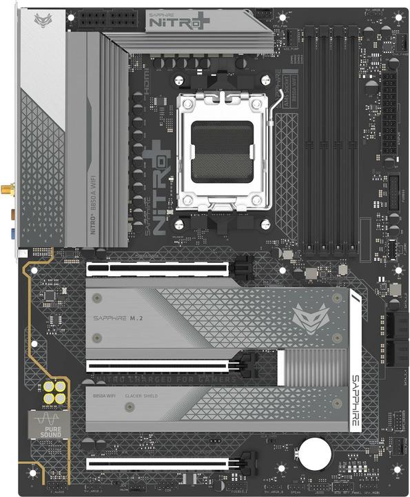 Immagine prodotto Sapphire PURE B850A WIFI7 1xHDMI 1.4 1xDP 1.2 (AM5, AMD B850, ATX)