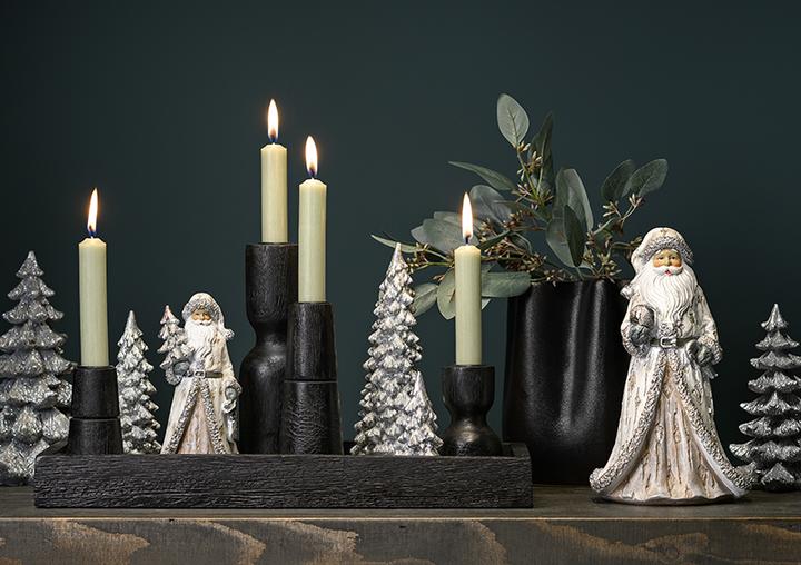 Actual product image G. Wurm Mango wood candle holder black 2-fold, (W/H/D) 6x20x6cm