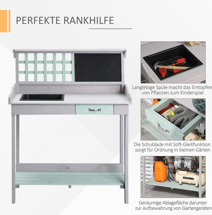 Image du produit Homcom Table de plantation avec tiroir et bac