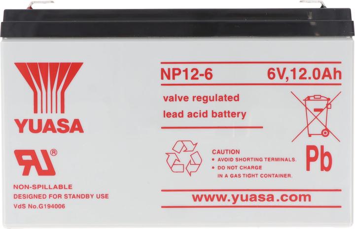 Produktbild Yuasa Akku NP12-6, mit Faston Steckkontakt 6,3mm breite (6 V, 12 Ah)