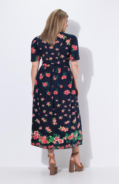 Produktbild Ulla Popken Maxikleid, Blüten, V-Ausschnitt, Halbarm (50, 52)