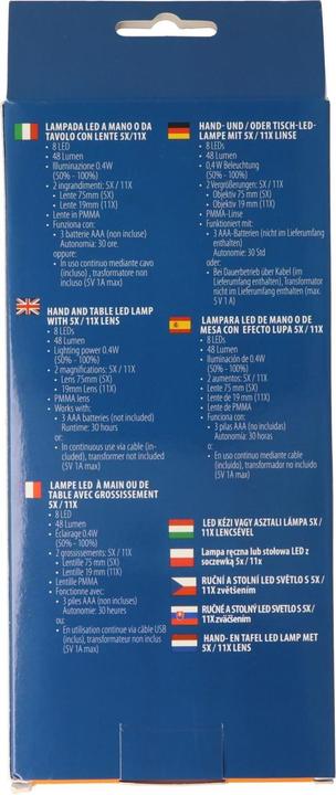 Image du produit Velamp Lampe de poche ou de table à LED LE037, loupe portable à 8 LED