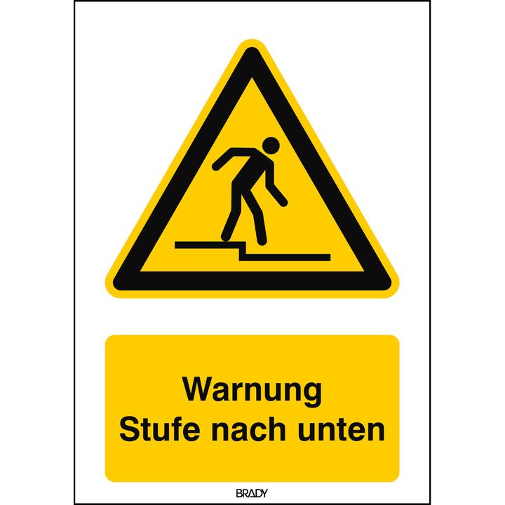 Actual product image Brady ISO safety sign - downward step warning