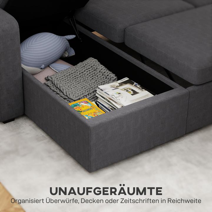 Image du produit Homcom Sofa mit Schlaffunktion Polyester, Stahl Dunkelgrau (Canapé d’angle)