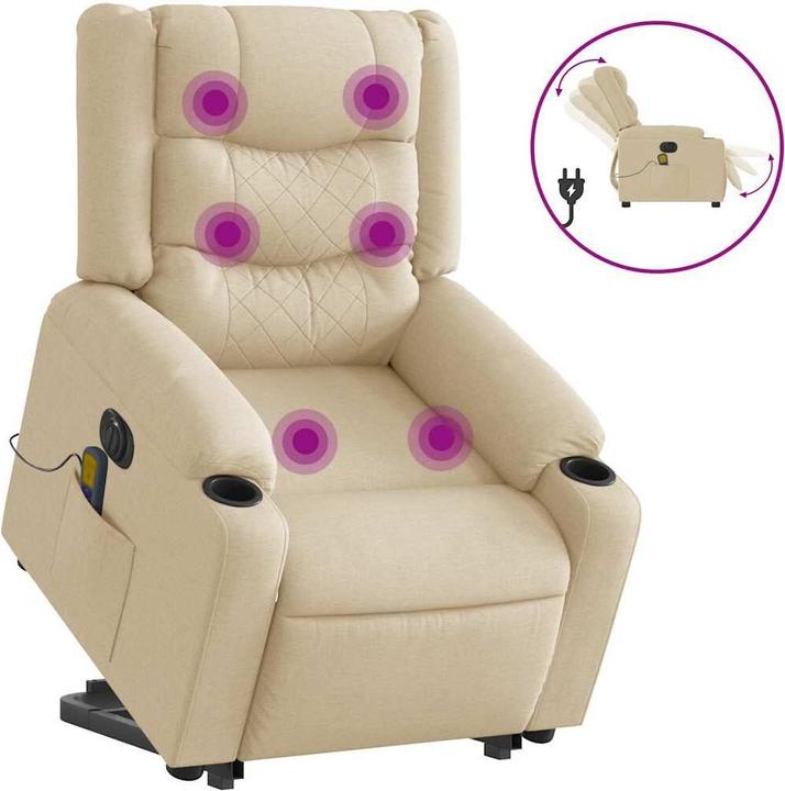 Immagine prodotto vidaXL Poltrona massaggiante elettrica con ausilio stand-up in tessuto crema