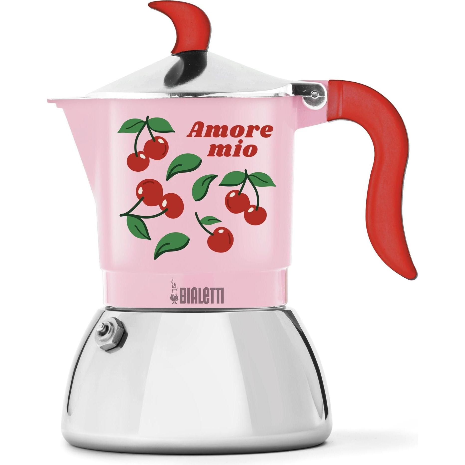 Bialetti Caffettiera per espresso Moka Fiammetta Ind Per 2 tazze, Caffettiera moka, Rosso, Verde, Multicolore, Rosa