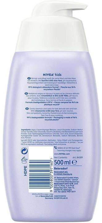 Immagine prodotto NIVEA Doccia e shampoo 2in1 per bambini al profumo di bacche per ragazze (500 ml)