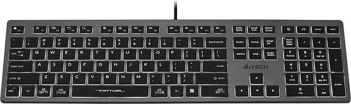 Produktbild A4Tech FSTYLER FX60H (White Backlit) Tastatur USB QWERTY Schwarz Grau (US, Kabelgebunden)