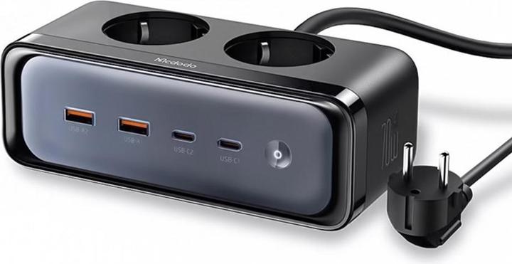 Mcdodo Power strip with 2 outlets 6in1, 2x USB-C, 2x USB-A CH-4610, EU (black) (2 x, USB-A, USB-C, 1.50 m)