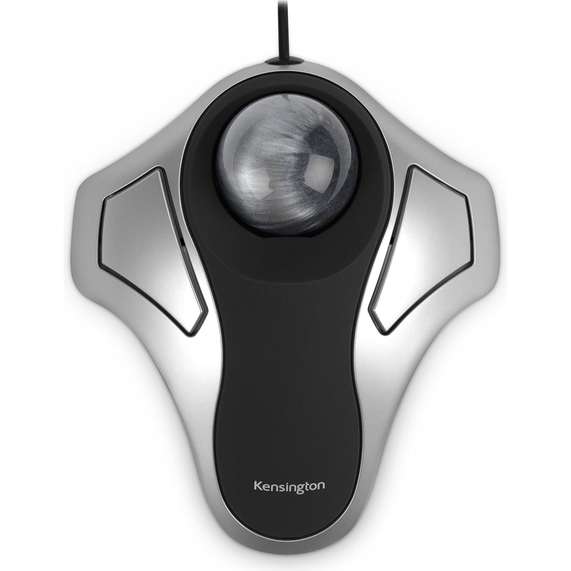 Kensington Orbit Expert (Cablato), Mouse, Nero, Argento