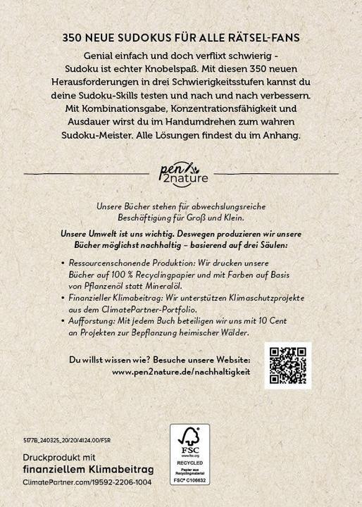 Valori nutrizionali e ingredienti Sudoku Buch (Tedesco, 2024)