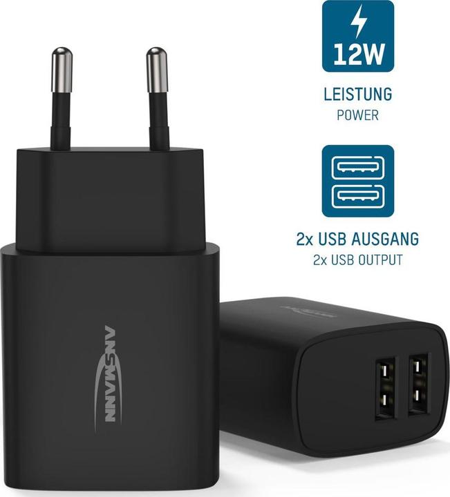 Actual product image Ansmann Home Charger HC212 (12 W, 2 ports)