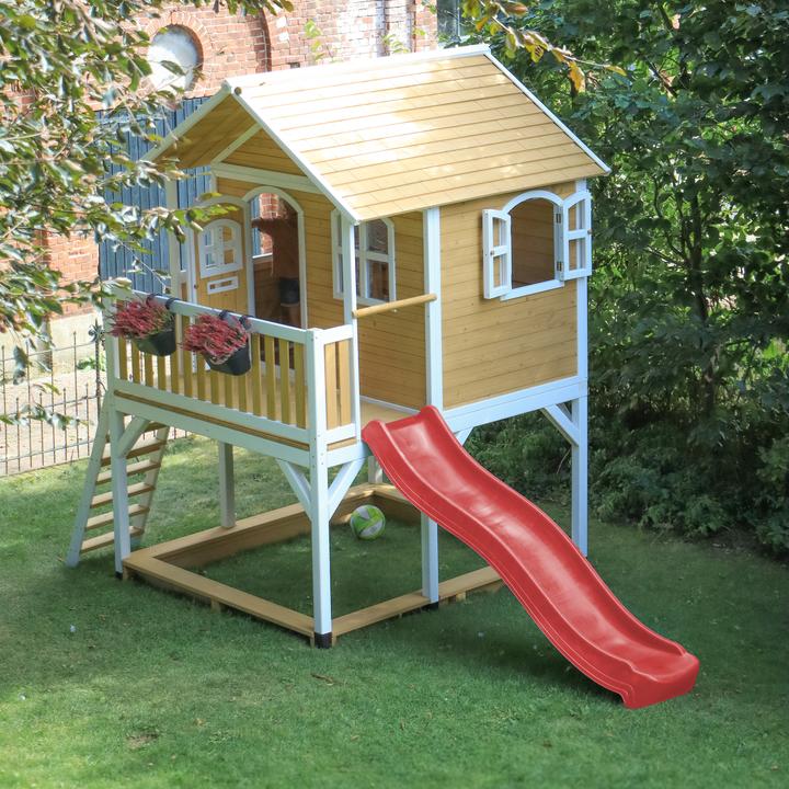 Produktbild Axi Marc Spielhaus Braun/weiss mit Rote Rutsche