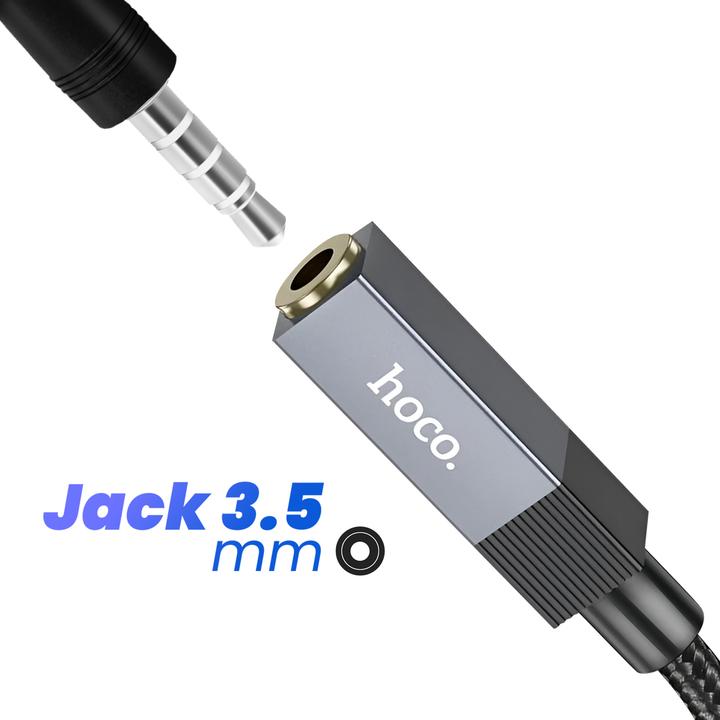 Actual product image Hoco Cable Adapter AUX USB A (male) to Jack 3,5 mm (female) UPA32D black (Jack adapter)