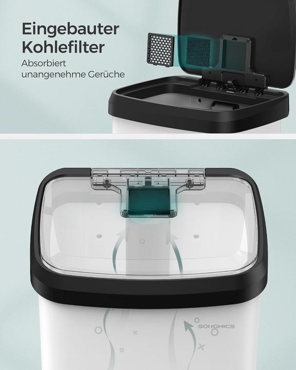 Produktbild Songmics Tretmülleimer mit Deckel und Kohlefilter, inkl. 15 Müllbeutel (50 l)