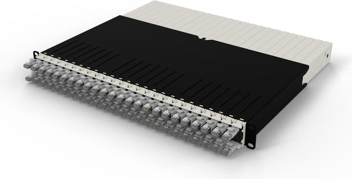 PATCHBOX één / 8RU / Cat 6A, STP, 0,8 m, geel (STP, CAT6a, 0.80 m)