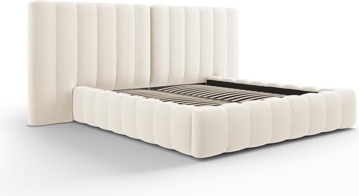 Actual product image Micadoni Velvet Storage Bed With Double Headboard, "Kelp", 230x250x100Made in Europe (160 x 200 cm)