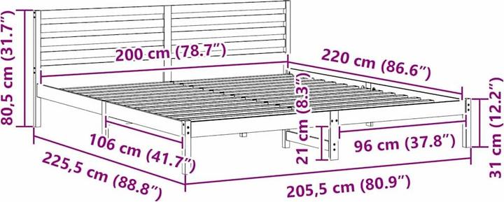 Image du produit vidaXL Plattformbettgestell (200 x 220 cm)