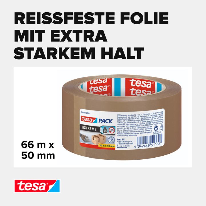 Produktbild tesa tesapack EXTREME Paketklebeband - besonders klebstark und reissfest (50 mm)