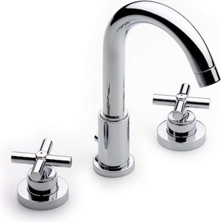 ROCA loft - wastafelkraan met waste, 3-gats installatie, chroom