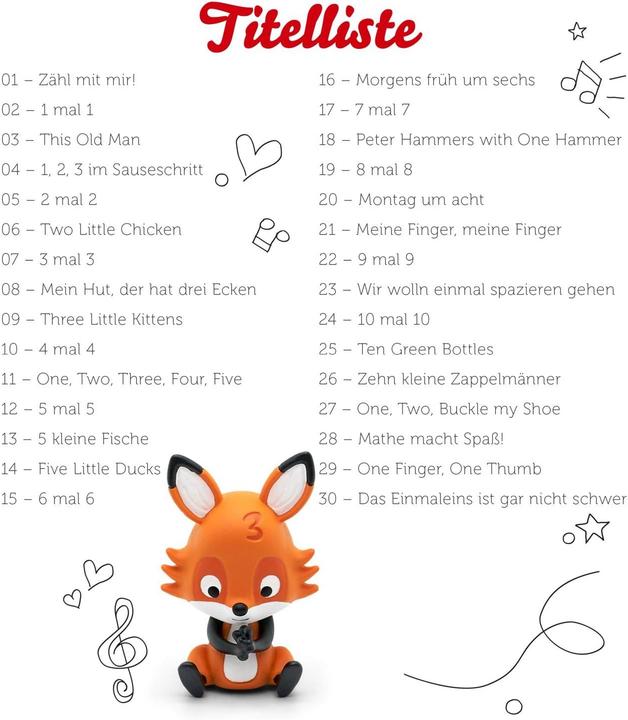 Produktbild Tonies 30 Lieblings-Kinderlieder Zähllieder (Deutsch)