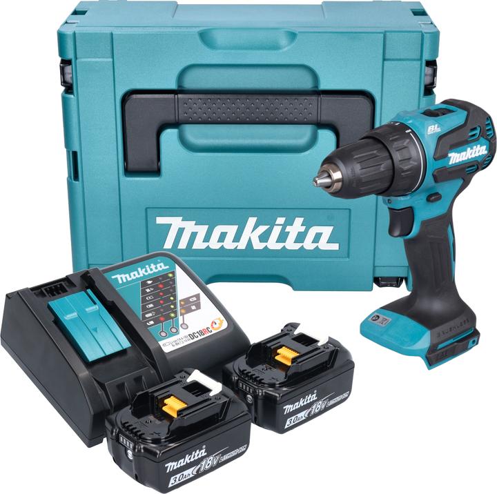 Produktbild Makita DDF 490 RFJ Akku Bohrschrauber 18 V 65 Nm 1/2" Brushless + 2x Akku 3,0 Ah + Ladegerät +
