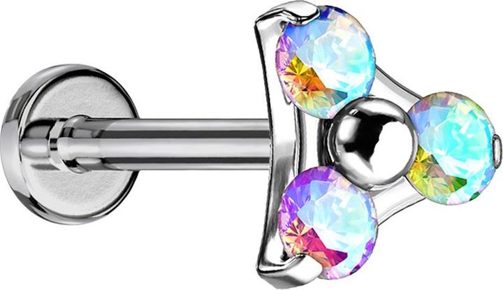 Produktbild Star Piercing Micro Labret silber mit Kristallkugel dunkelblau und Epoxy Schutzschicht (Titan, ohne Messing)