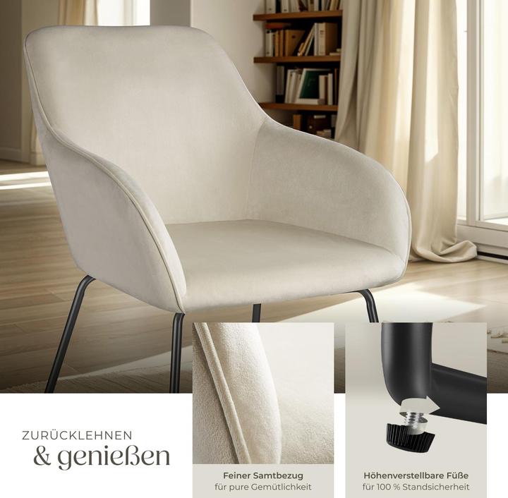 Actual product image tectake Dining chair Jeane, velvet look, cantilever frame