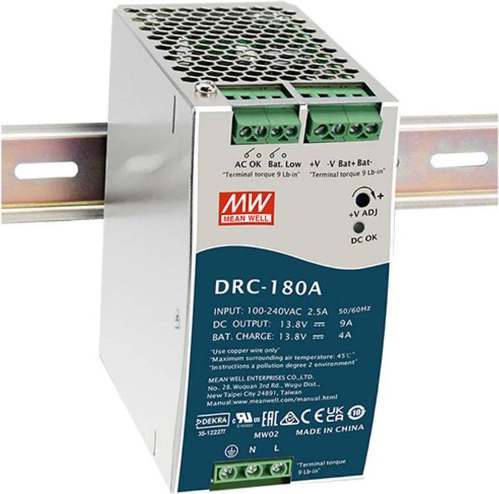 Immagine prodotto MeanWell Alimentatore per guida DIN Mean Well 9 A 179,4 W Numero di uscite: 2 x In